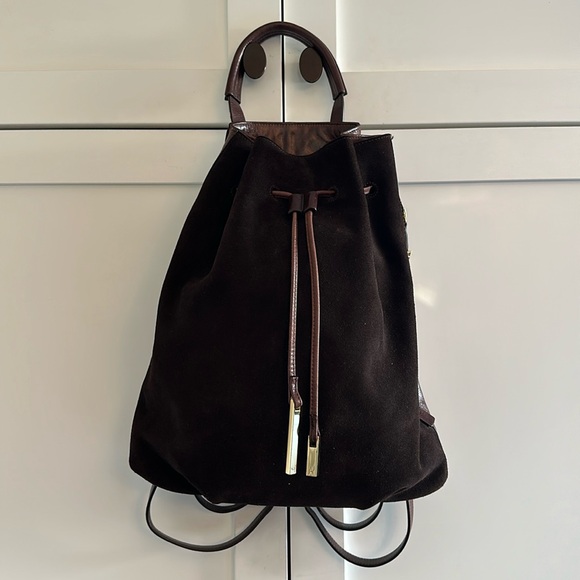 Halston Heritage | Bags | Halston Leather And Suede Backpack Purse ...